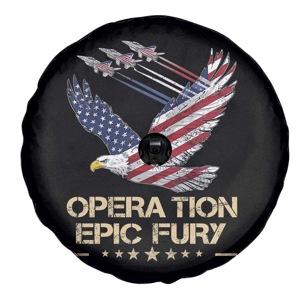 Operation Epic Fury American Eagle Flag Spare Tire Cover Jet Flyover USA Freedom TS02 Print Your Wear
