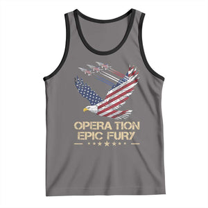 Operation Epic Fury American Eagle Flag Tank Top Jet Flyover USA Freedom TS02 Deep Heather Black Print Your Wear