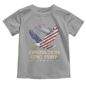 Operation Epic Fury American Eagle Flag Toddler T Shirt Jet Flyover USA Freedom TS02 Sport Gray Print Your Wear