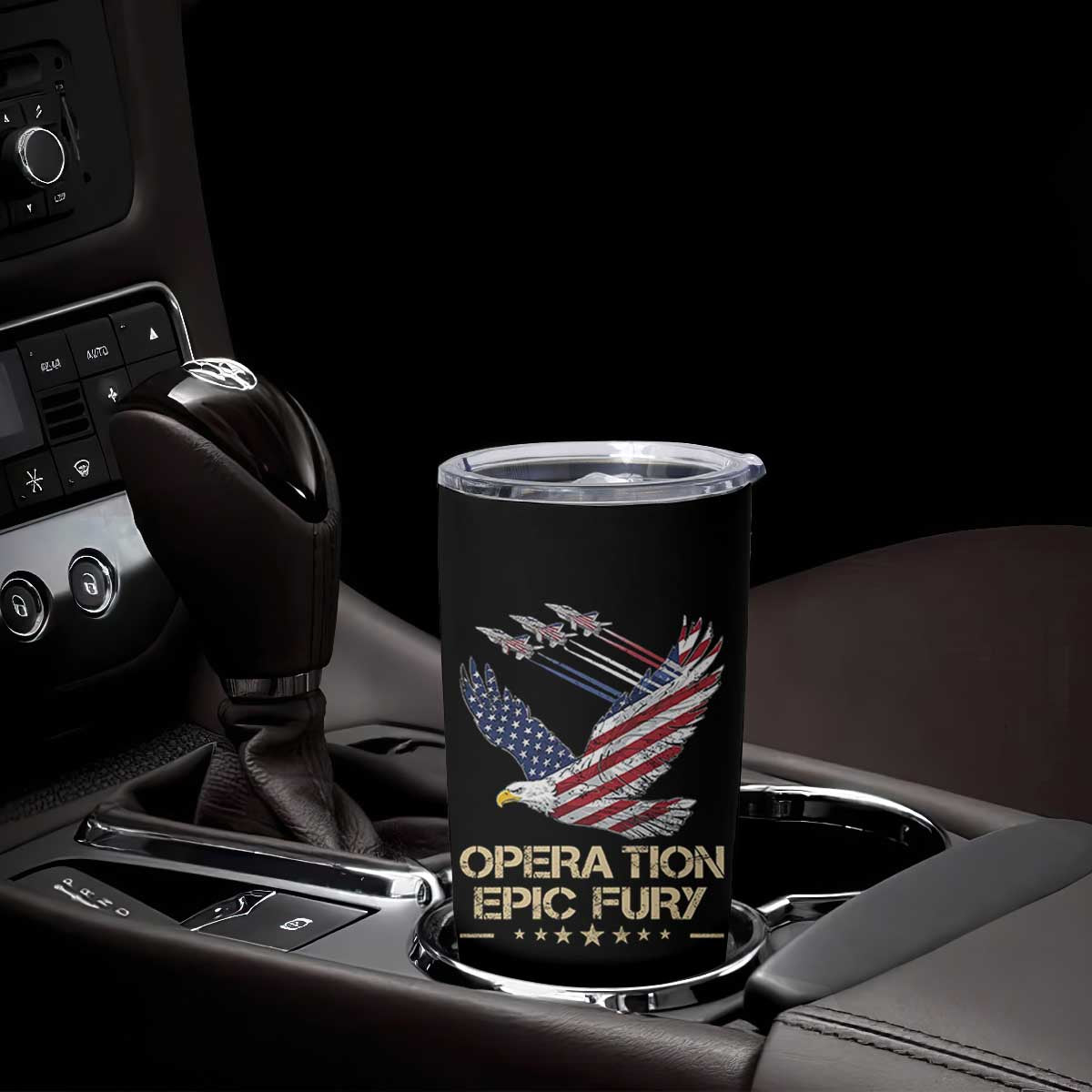 Operation Epic Fury American Eagle Flag Tumbler Cup Jet Flyover USA Freedom TS02 Print Your Wear