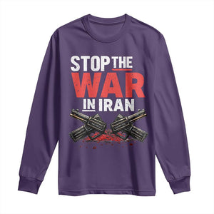 Stop the War in Iran Long Sleeve Shirt Anti War Protest Peace Advocacy Human Rights TS02 Purple Print Your Wear