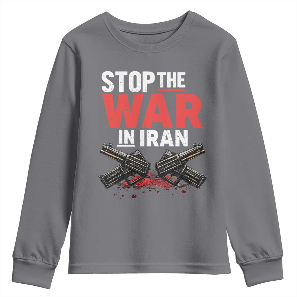 Stop the War in Iran Youth Sweatshirt Anti War Protest Peace Advocacy Human Rights TS02 Charcoal Print Your Wear