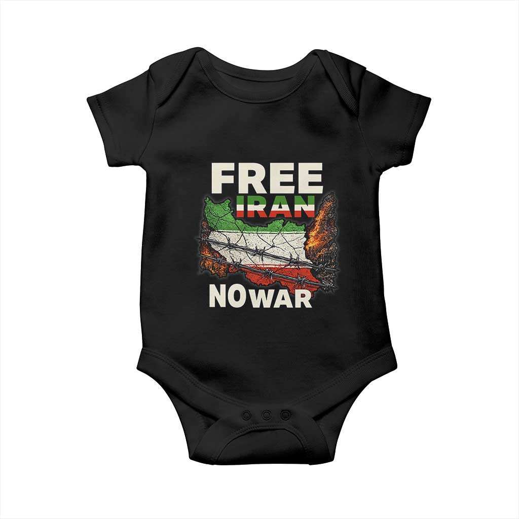 Free Iran No War Protest Graphic Baby Onesie Barbed Wire Freedom Human Rights Solidarity TS02 Black Print Your Wear