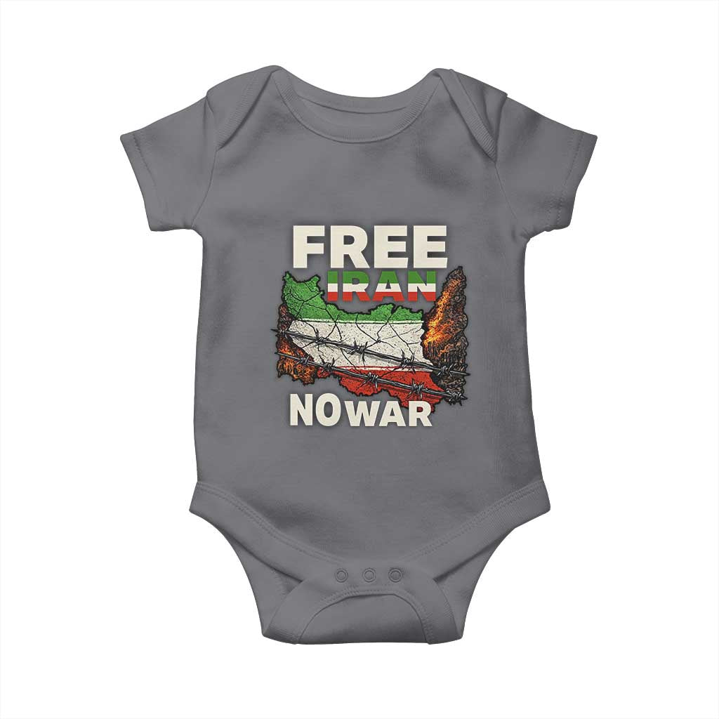 Free Iran No War Protest Graphic Baby Onesie Barbed Wire Freedom Human Rights Solidarity TS02 Charcoal Print Your Wear