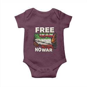 Free Iran No War Protest Graphic Baby Onesie Barbed Wire Freedom Human Rights Solidarity TS02 Maroon Print Your Wear