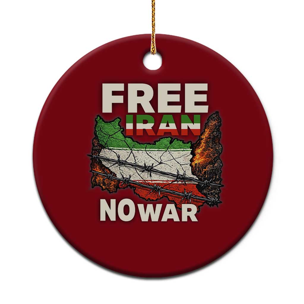 Free Iran No War Protest Graphic Ceramic Ornament Barbed Wire Freedom Human Rights Solidarity TS02 1pc Red Print Your Wear