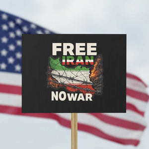 Free Iran No War Protest Graphic Protest Sign Barbed Wire Freedom Human Rights Solidarity TS02 Horizontal 18" × 24" Black Print Your Wear