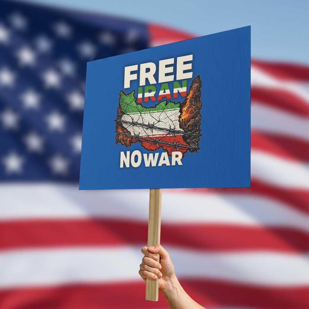 Free Iran No War Protest Graphic Protest Sign Barbed Wire Freedom Human Rights Solidarity TS02 Horizontal 18