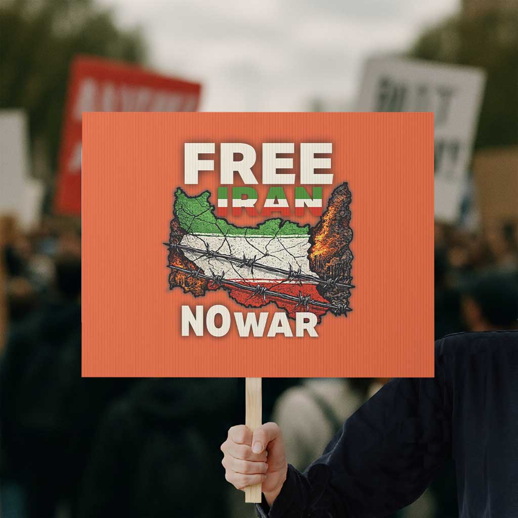 Free Iran No War Protest Graphic Protest Sign Barbed Wire Freedom Human Rights Solidarity TS02 Horizontal 18