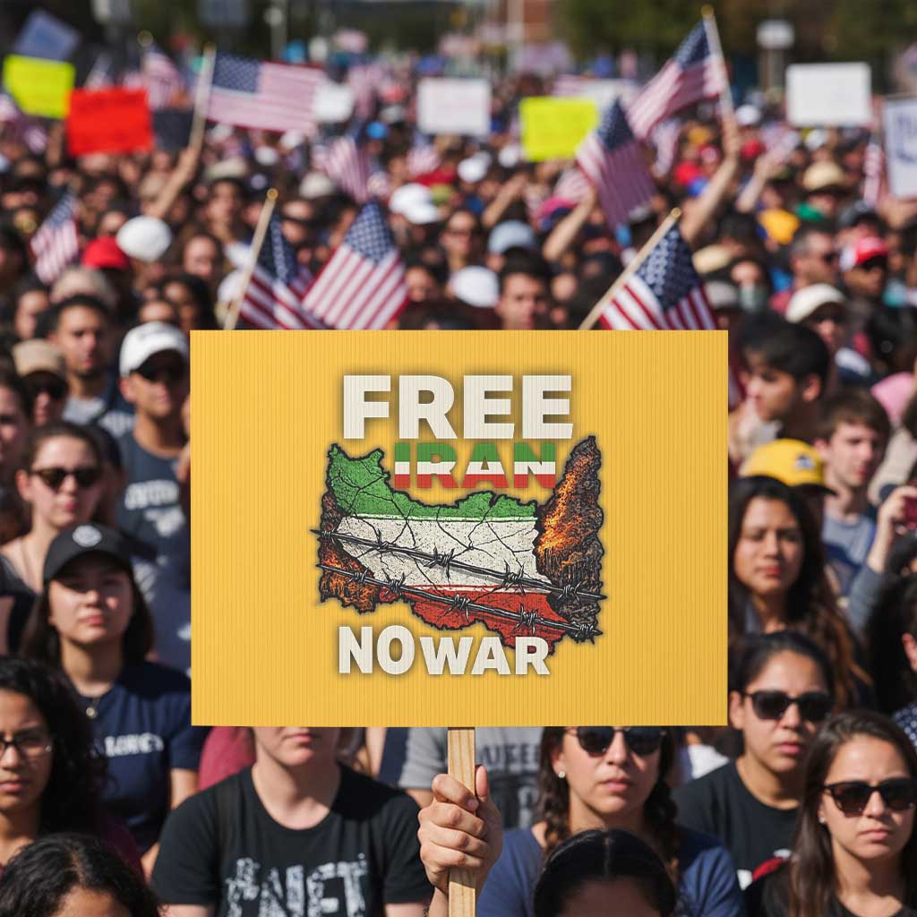 Free Iran No War Protest Graphic Protest Sign Barbed Wire Freedom Human Rights Solidarity TS02 Horizontal 18