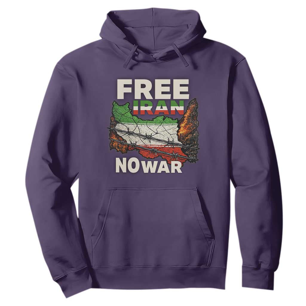 Free Iran No War Protest Graphic Hoodie Barbed Wire Freedom Human Rights Solidarity TS02 Purple Print Your Wear