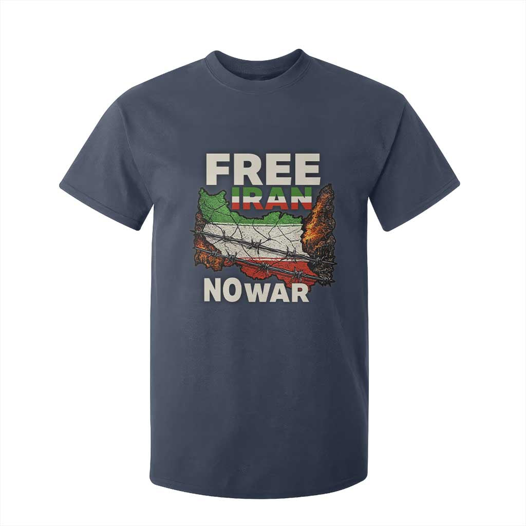 Free Iran No War Protest Graphic T Shirt For Kid Barbed Wire Freedom Human Rights Solidarity TS02 Navy Print Your Wear