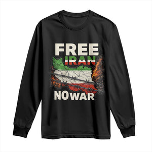Free Iran No War Protest Graphic Long Sleeve Shirt Barbed Wire Freedom Human Rights Solidarity TS02 Black Print Your Wear