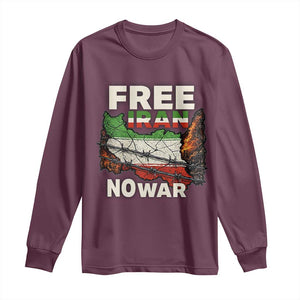 Free Iran No War Protest Graphic Long Sleeve Shirt Barbed Wire Freedom Human Rights Solidarity TS02 Maroon Print Your Wear