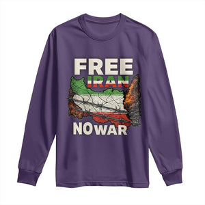 Free Iran No War Protest Graphic Long Sleeve Shirt Barbed Wire Freedom Human Rights Solidarity TS02 Purple Print Your Wear