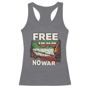 Free Iran No War Protest Graphic Racerback Tank Top Barbed Wire Freedom Human Rights Solidarity TS02 Charcoal Print Your Wear