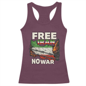 Free Iran No War Protest Graphic Racerback Tank Top Barbed Wire Freedom Human Rights Solidarity TS02 Maroon Print Your Wear