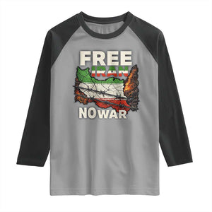 Free Iran No War Protest Graphic Raglan Shirt Barbed Wire Freedom Human Rights Solidarity TS02 Sport Gray Black Print Your Wear