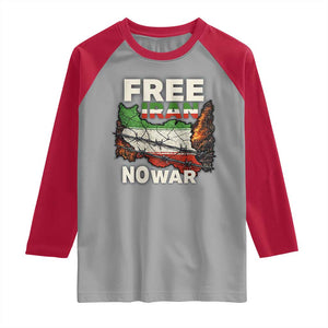 Free Iran No War Protest Graphic Raglan Shirt Barbed Wire Freedom Human Rights Solidarity TS02 Sport Gray Red Print Your Wear