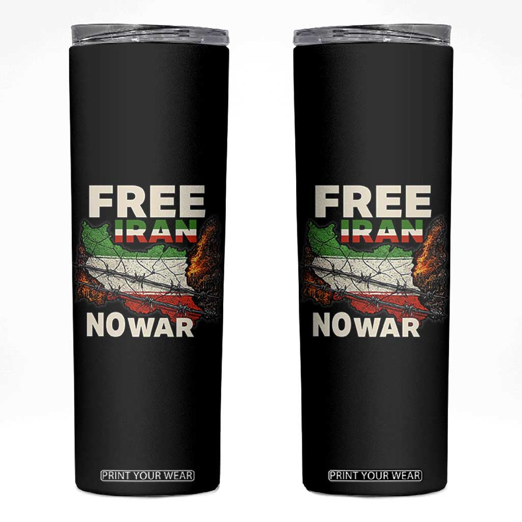Free Iran No War Protest Graphic Skinny Tumbler Barbed Wire Freedom Human Rights Solidarity TS02 Black Print Your Wear