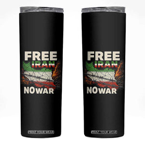 Free Iran No War Protest Graphic Skinny Tumbler Barbed Wire Freedom Human Rights Solidarity TS02 Black Print Your Wear