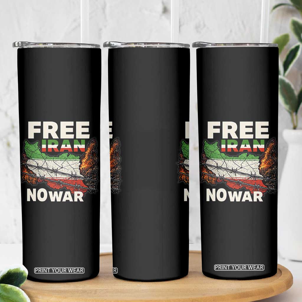 Free Iran No War Protest Graphic Skinny Tumbler Barbed Wire Freedom Human Rights Solidarity TS02 Print Your Wear