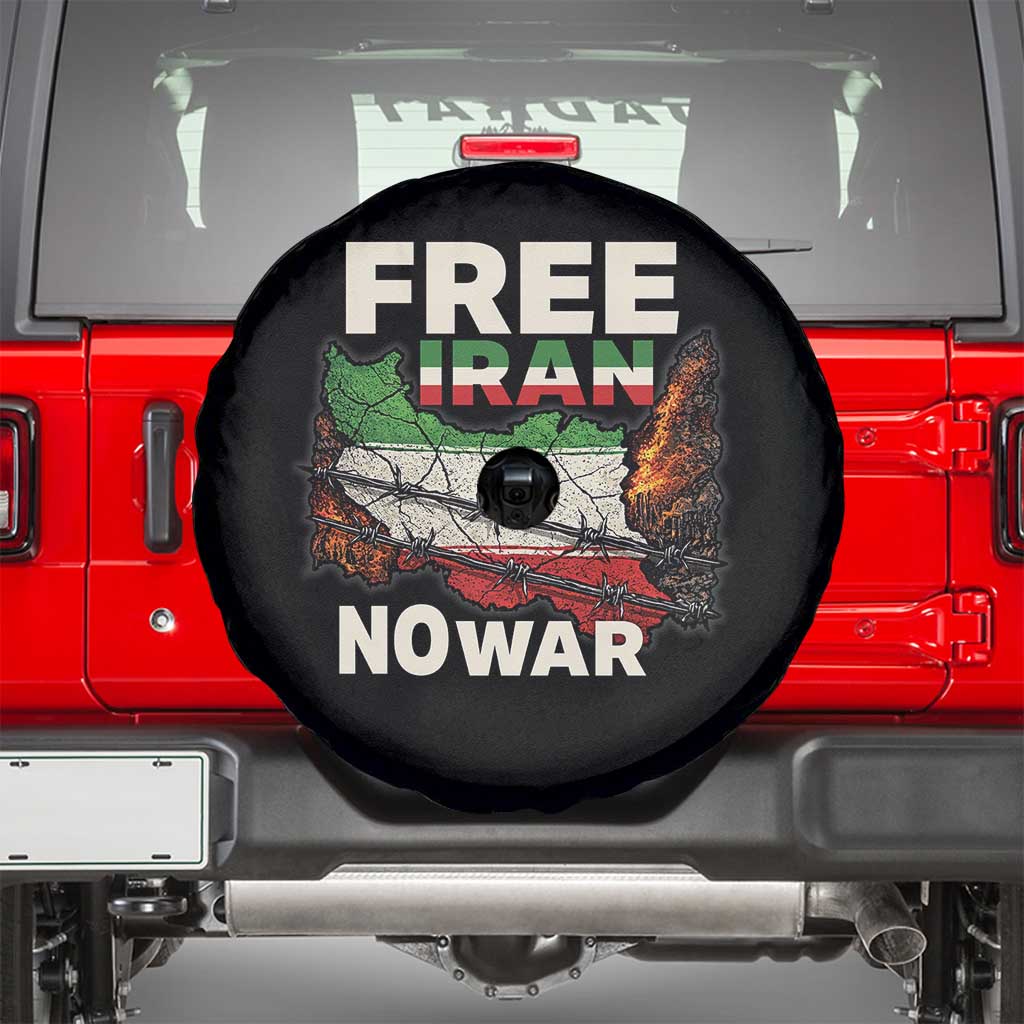 Free Iran No War Protest Graphic Spare Tire Cover Barbed Wire Freedom Human Rights Solidarity TS02 Black Print Your Wear