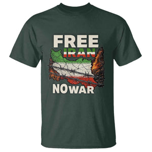Free Iran No War Protest Graphic T Shirt Barbed Wire Freedom Human Rights Solidarity TS02 Dark Forest Green Print Your Wear