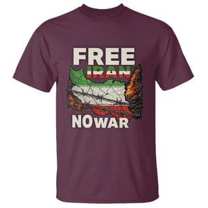 Free Iran No War Protest Graphic T Shirt Barbed Wire Freedom Human Rights Solidarity TS02 Maroon Print Your Wear