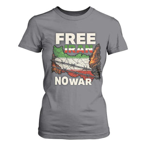 Free Iran No War Protest Graphic T Shirt For Women Barbed Wire Freedom Human Rights Solidarity TS02 Charcoal Print Your Wear