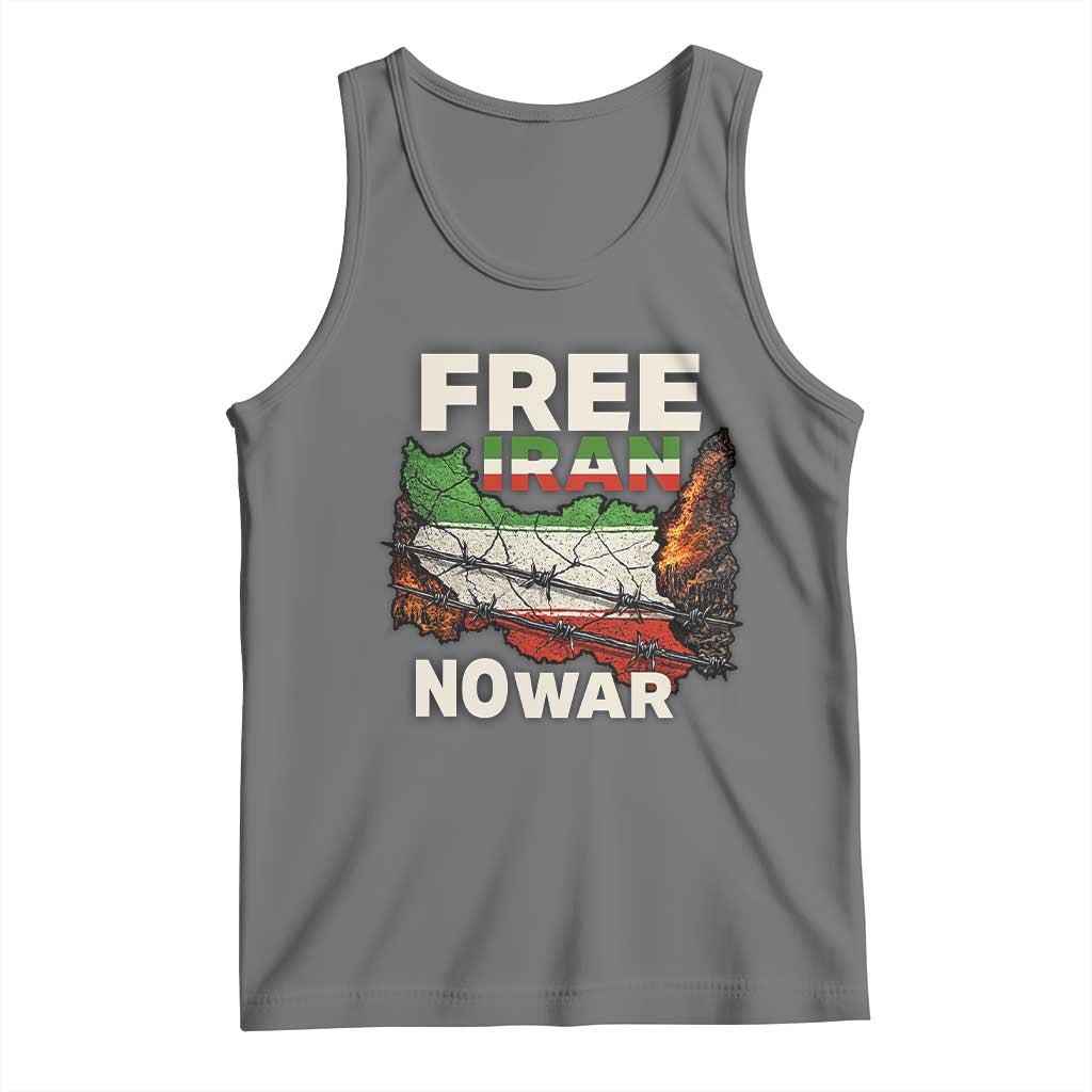Free Iran No War Protest Graphic Tank Top Barbed Wire Freedom Human Rights Solidarity TS02 Black Heather Print Your Wear