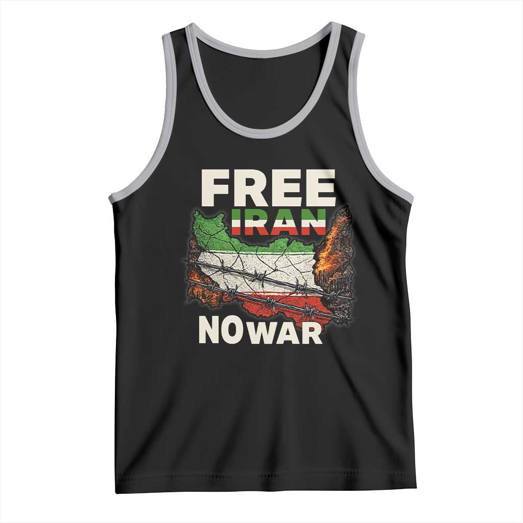Free Iran No War Protest Graphic Tank Top Barbed Wire Freedom Human Rights Solidarity TS02 Black Athletic Heather Print Your Wear