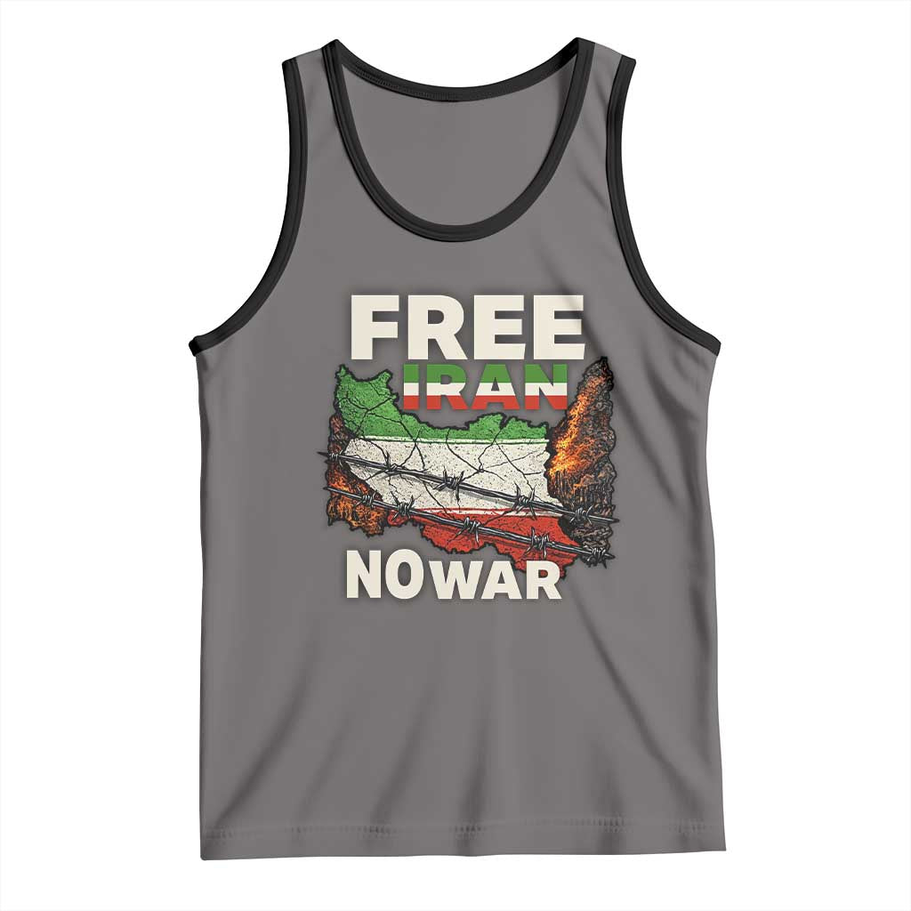 Free Iran No War Protest Graphic Tank Top Barbed Wire Freedom Human Rights Solidarity TS02 Deep Heather Black Print Your Wear