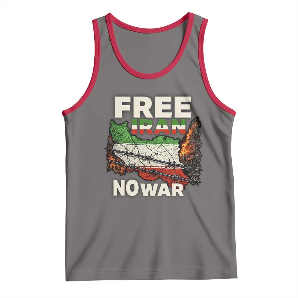 Free Iran No War Protest Graphic Tank Top Barbed Wire Freedom Human Rights Solidarity TS02 Deep Heather Red Print Your Wear