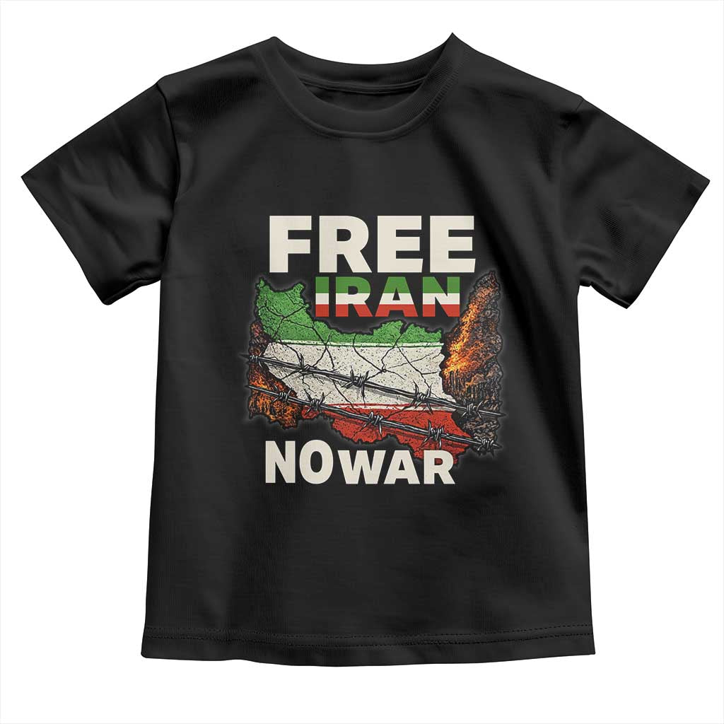 Free Iran No War Protest Graphic Toddler T Shirt Barbed Wire Freedom Human Rights Solidarity TS02 Black Print Your Wear