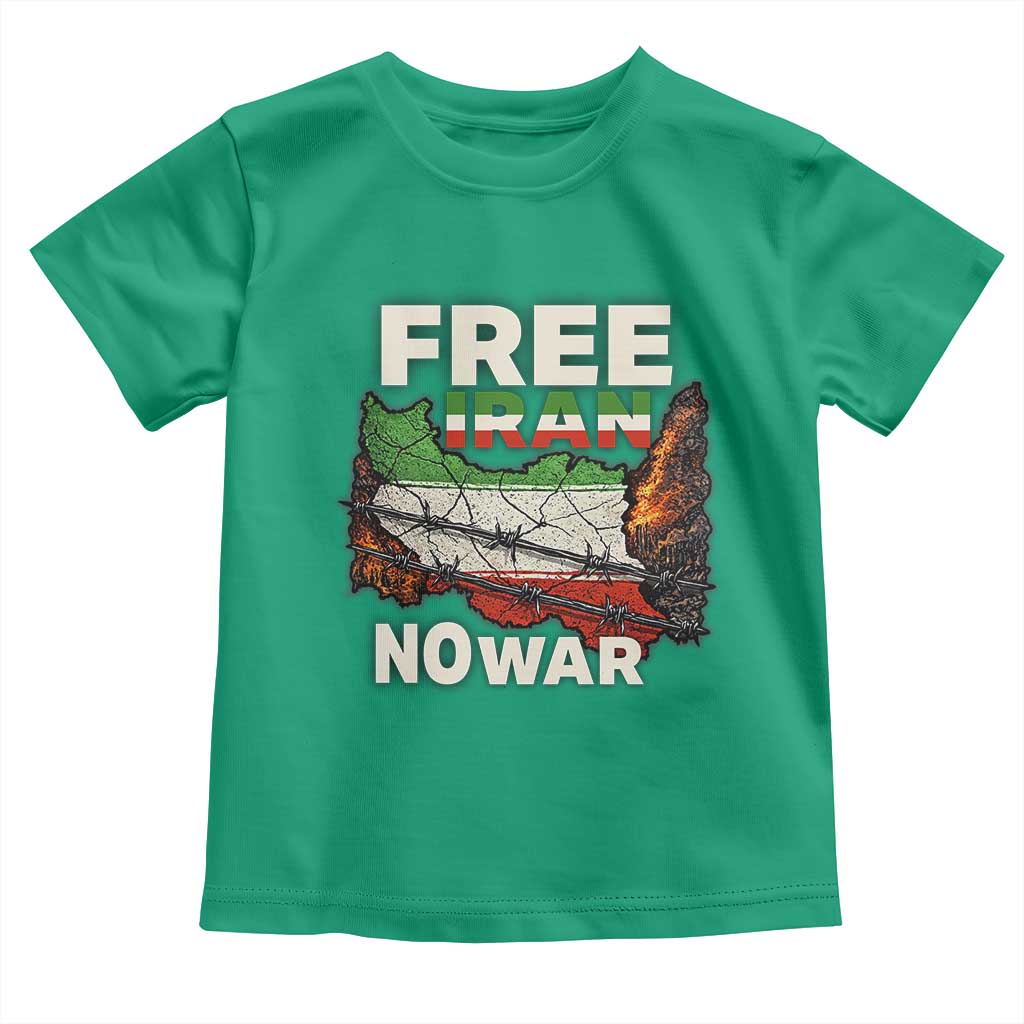 Free Iran No War Protest Graphic Toddler T Shirt Barbed Wire Freedom Human Rights Solidarity TS02 Irish Green Print Your Wear