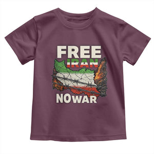 Free Iran No War Protest Graphic Toddler T Shirt Barbed Wire Freedom Human Rights Solidarity TS02 Maroon Print Your Wear