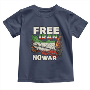 Free Iran No War Protest Graphic Toddler T Shirt Barbed Wire Freedom Human Rights Solidarity TS02 Navy Print Your Wear