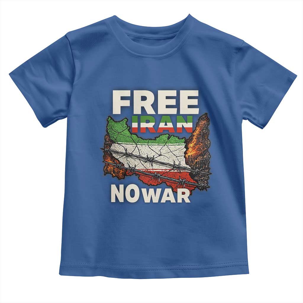 Free Iran No War Protest Graphic Toddler T Shirt Barbed Wire Freedom Human Rights Solidarity TS02 Royal Blue Print Your Wear