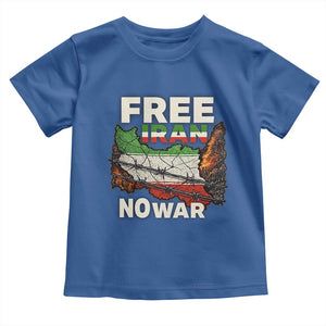 Free Iran No War Protest Graphic Toddler T Shirt Barbed Wire Freedom Human Rights Solidarity TS02 Royal Blue Print Your Wear