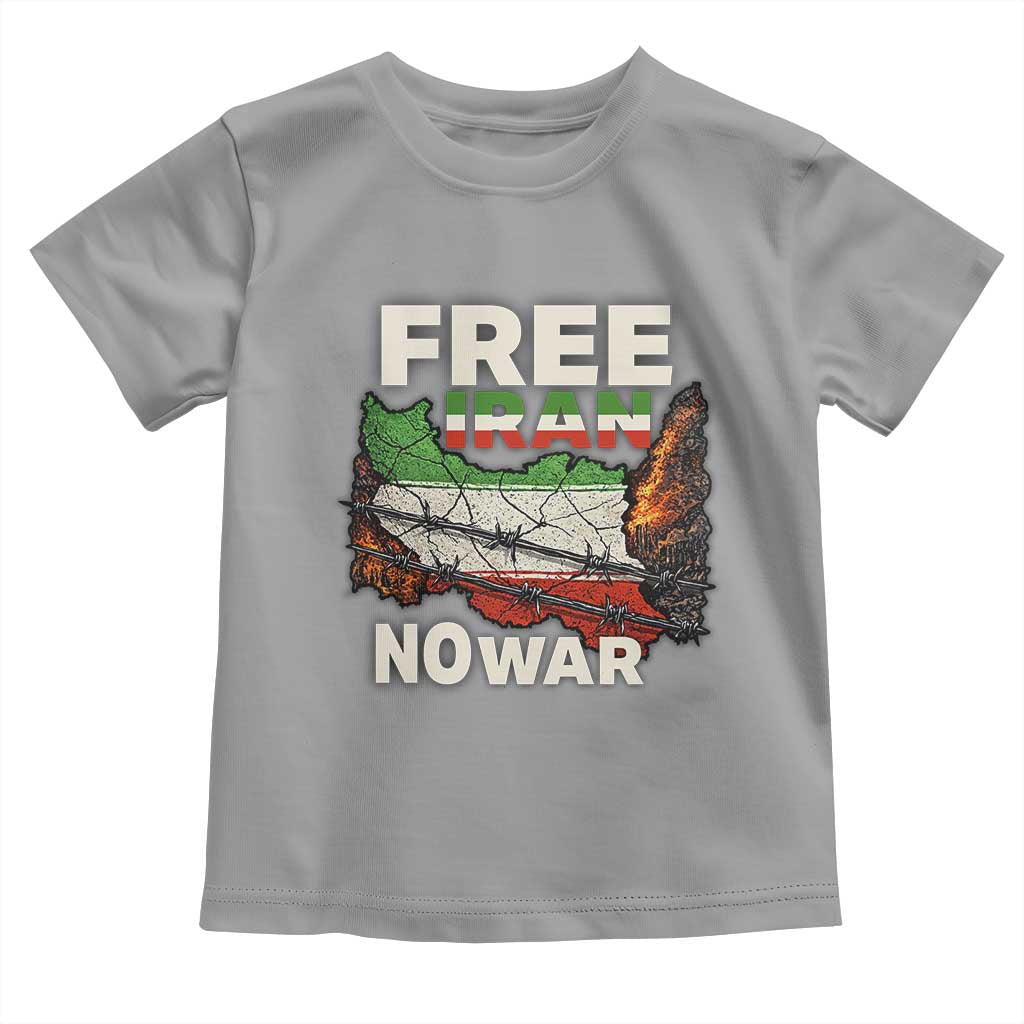 Free Iran No War Protest Graphic Toddler T Shirt Barbed Wire Freedom Human Rights Solidarity TS02 Sport Gray Print Your Wear