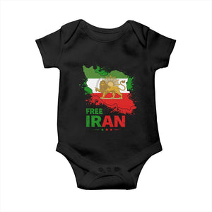Free Iran Lion And Sun Map Graphic Baby Onesie Persian Heritage Freedom Support TS02 Black Print Your Wear