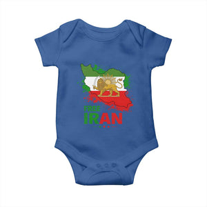 Free Iran Lion And Sun Map Graphic Baby Onesie Persian Heritage Freedom Support TS02 Royal Blue Print Your Wear
