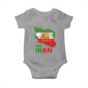 Free Iran Lion And Sun Map Graphic Baby Onesie Persian Heritage Freedom Support TS02 Sport Gray Print Your Wear