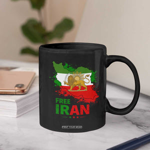 Free Iran Lion And Sun Map Graphic Coffee Mug Persian Heritage Freedom Support TS02 Print Your Wear