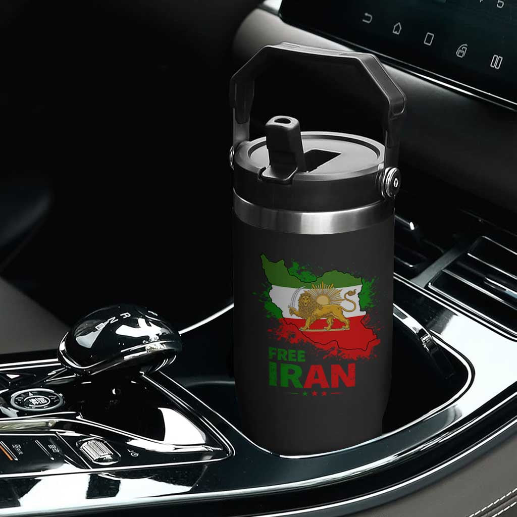 Free Iran Lion And Sun Map Graphic Flip Straw Tumbler Persian Heritage Freedom Support TS02 Print Your Wear