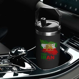 Free Iran Lion And Sun Map Graphic Flip Straw Tumbler Persian Heritage Freedom Support TS02 Print Your Wear