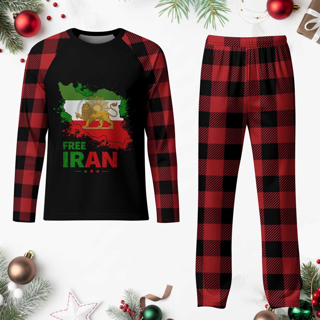 Free Iran Lion And Sun Map Graphic Plaid Pajama Set Persian Heritage Freedom Support TS02 Buffalo Plaid Print Your Wear