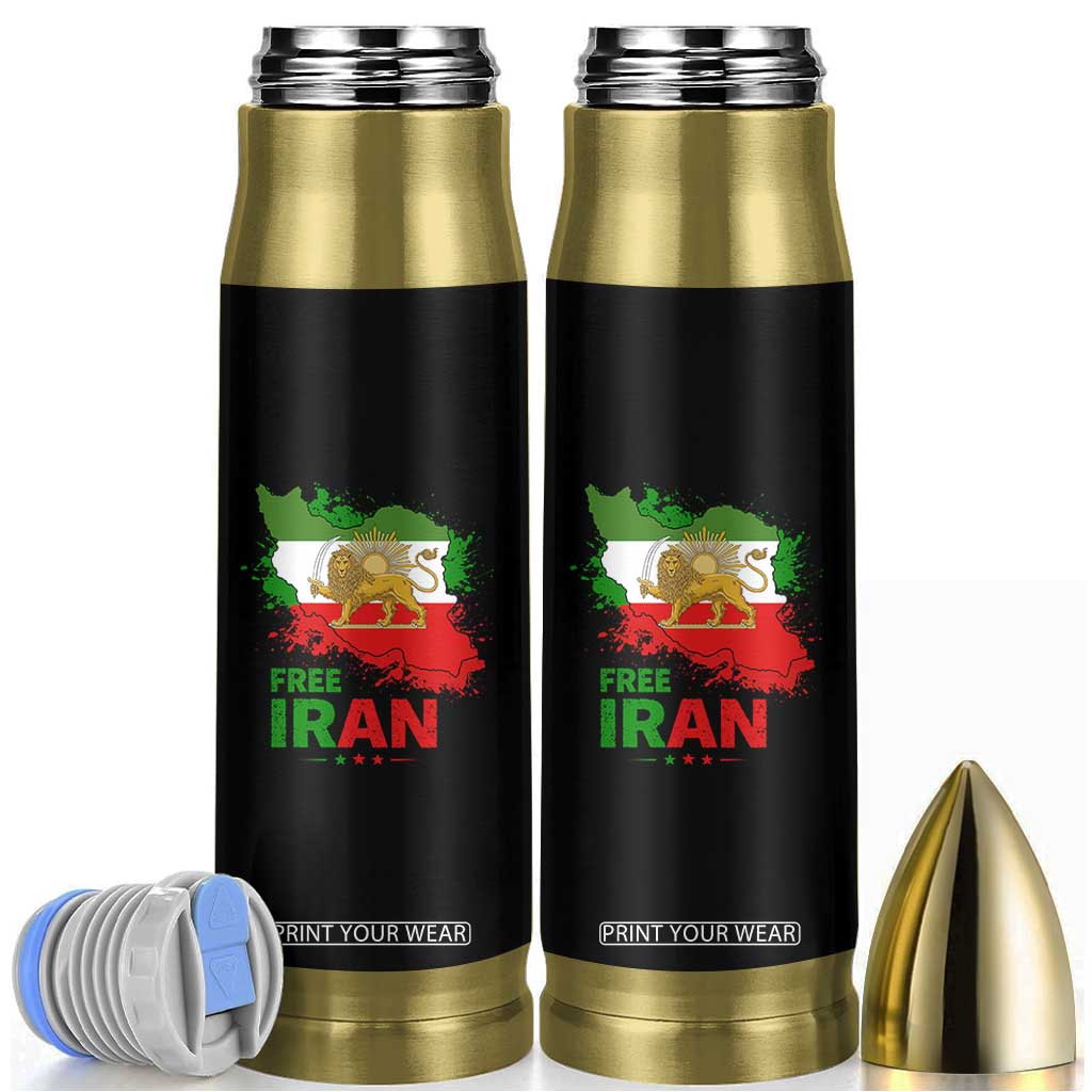 Free Iran Lion And Sun Map Graphic Bullet Tumbler Persian Heritage Freedom Support TS02 Black Print Your Wear