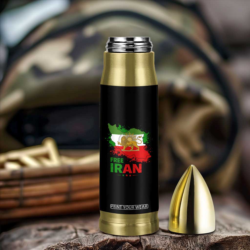 Free Iran Lion And Sun Map Graphic Bullet Tumbler Persian Heritage Freedom Support TS02 Print Your Wear